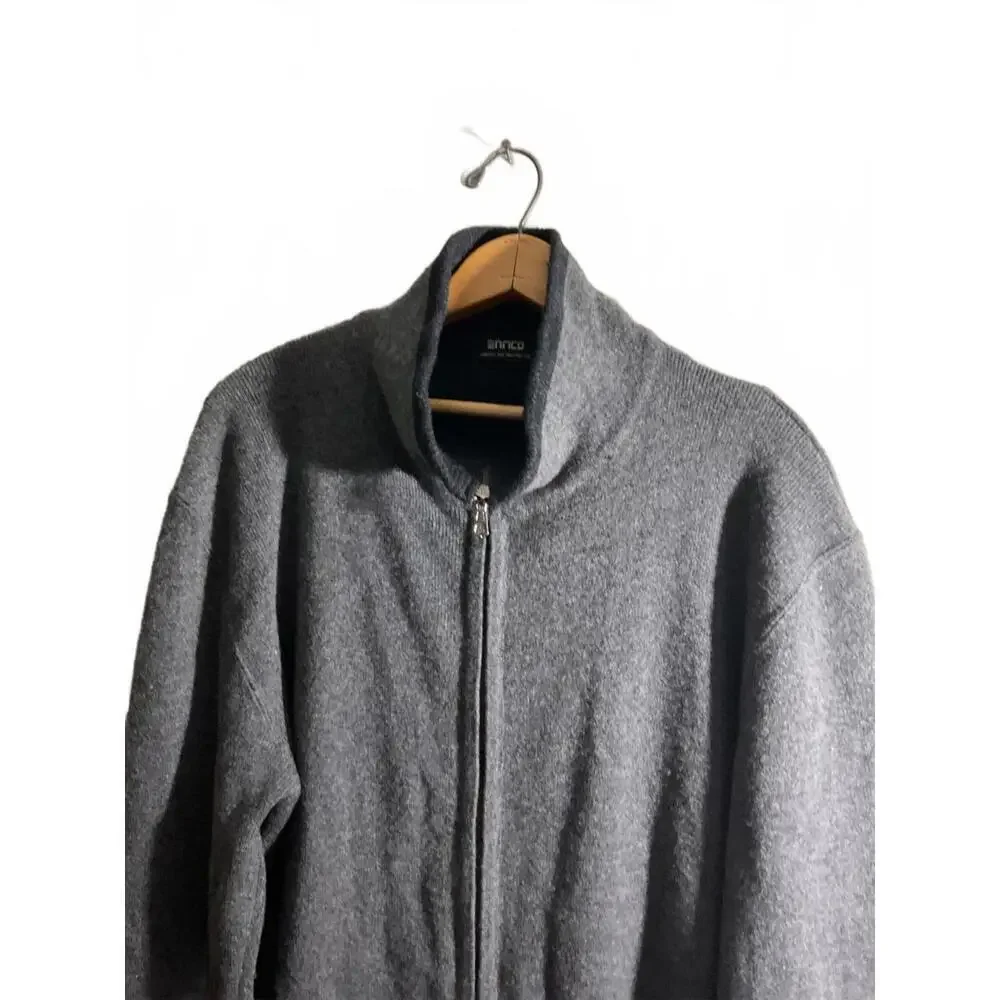 Enrico Men's Full Zip Gray Wool Sweater Jacket XL